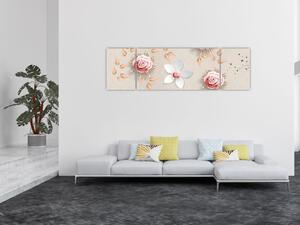 Obraz - Kwiaty róży (170x50 cm)