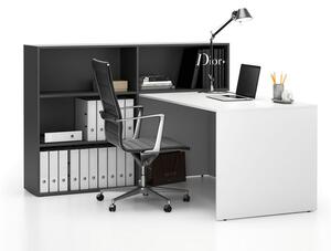 Zestaw mebli biurowych single SEGMENT, 3 półki, lewy, dąb naturalny / biały