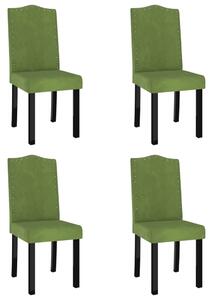 Krzesła stołowe, 4 szt., jasnozielone, obite aksamitem