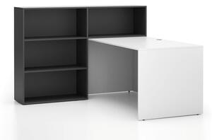 Zestaw mebli biurowych single SEGMENT, 3 półki, lewy, biały / dąb bejcowany