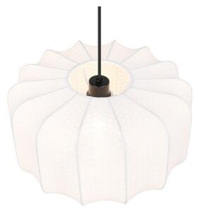Biała metalowa lampa wisząca z tekstylnym kloszem ø 40 cm Madleine – Reality