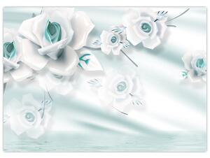 Obraz - Turkusowe kwiaty róży (70x50 cm)