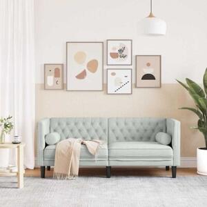 Sofa chesterfield aksamitna jasnoszara z gÅÄbokim tuftingiem i ergonomicznym wypeÅnieniem