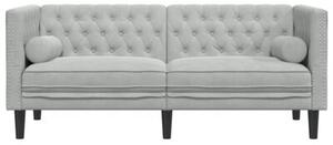 Sofa chesterfield aksamitna jasnoszara z gÅÄbokim tuftingiem i ergonomicznym wypeÅnieniem