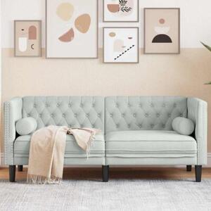 Sofa chesterfield aksamitna jasnoszara z gÅÄbokim tuftingiem i ergonomicznym wypeÅnieniem