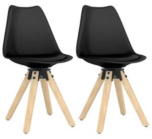 Obrotowe krzesła stołowe, 2 szt., czarne, PP