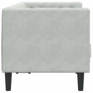 Sofa chesterfield aksamitna jasnoszara z gÅÄbokim tuftingiem i ergonomicznym wypeÅnieniem