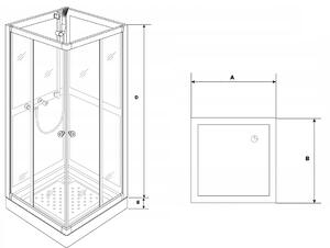 Szklana kabina prysznicowa 90x90 czarna 185 cm w okienka