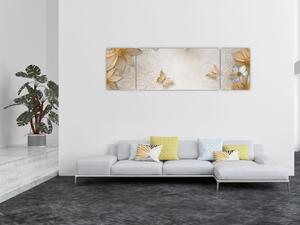 Obraz - Kwiaty z muszką (170x50 cm)