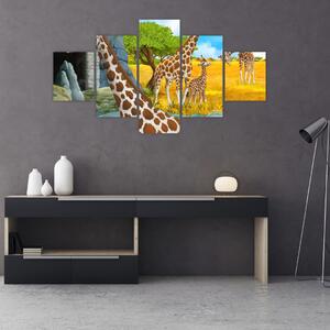 Obraz - Rodzina żyraf (125x70 cm)