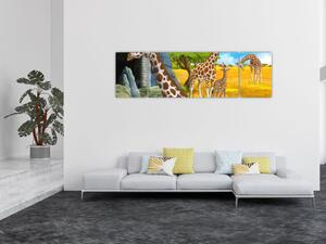 Obraz - Rodzina żyraf (170x50 cm)