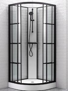 Szklana kabina prysznicowa BLACK LOFT czarna w szprosy 80 185 cm