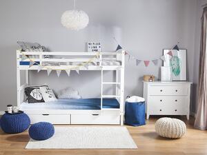 Łóżko piętrowe z szufladami 90 x 200 cm drewno sosnowe białe dziecięce Revin Beliani