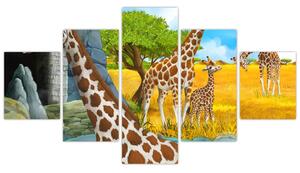 Obraz - Rodzina żyraf (125x70 cm)