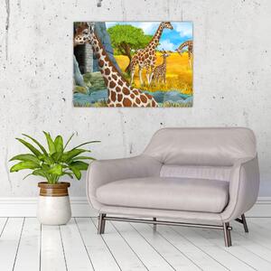 Obraz - Rodzina żyraf (70x50 cm)