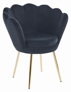 Krzesło Glamour welurowe czarne ze złotymi nogami muszelka SHELL