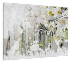 Obraz - Białe kwiaty, vintage (70x50 cm)