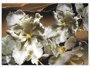 Obraz - Orchidea kwiaty na marmurowym tle (70x50 cm)