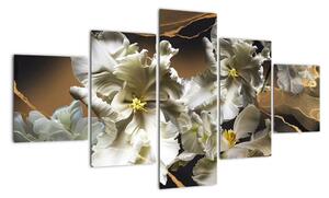 Obraz - Orchidea kwiaty na marmurowym tle (125x70 cm)