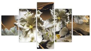 Obraz - Orchidea kwiaty na marmurowym tle (125x70 cm)