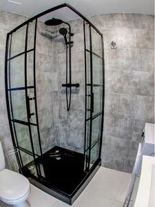 Szklana kabina prysznicowa 100x100 czarna 195 Loft szprosy