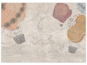 Obraz - Balony nad miastem, ciepłe odcienie (70x50 cm)