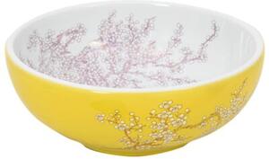 Umywalka nablatowa, biało-żółta, okrągła, Φ41x14 cm, ceramiczna