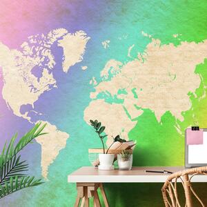 Samoprzylepna tapeta pastelowa mapa świata