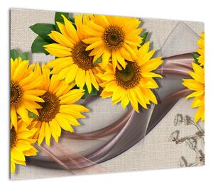 Obraz - Świecące kwiaty słonecznika (70x50 cm)