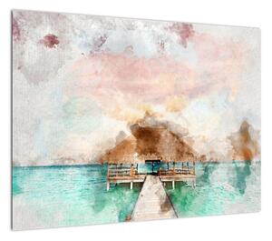 Obraz - Malediwy, drewniane molo (70x50 cm)