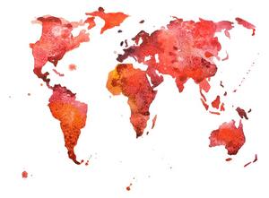 Tapeta kontynenty w czerwonym kolorze