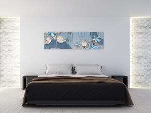 Obraz - Niebieskie kwiaty (170x50 cm)