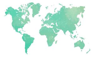 Tapeta mapa świata w zielonym odcieniu