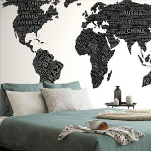 Tapeta czarno-biała mapa świata