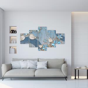 Obraz - Niebieskie kwiaty (125x70 cm)