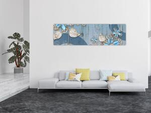 Obraz - Niebieskie kwiaty (170x50 cm)