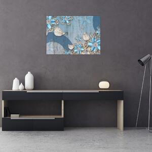 Obraz - Niebieskie kwiaty (70x50 cm)