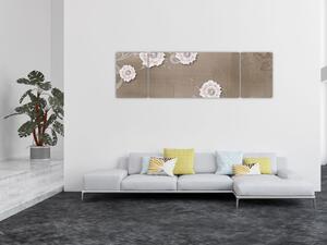 Obraz - Draperie z kwiatami (170x50 cm)