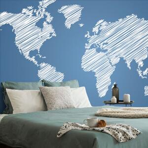 Samoprzylepna tapeta drukowana mapa świata na niebieskim tle