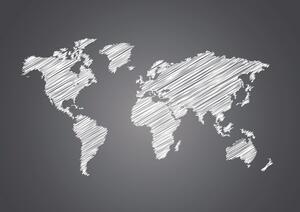 Tapeta drukowana mapa świata na bordowym tle