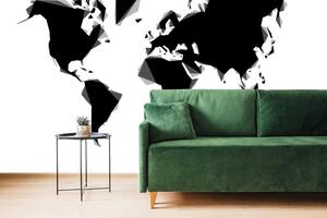 Tapeta abstrakcyjna mapa świata w czarno-białym kolorze