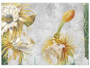 Obraz - Kwitnące kaktusy, vintage (70x50 cm)