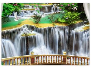 Obraz - Widok magicznych wodospadów (70x50 cm)