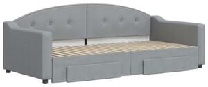 Sofa rozsuwana z szufladami, jasnoszara, 90x190 cm, tkanina