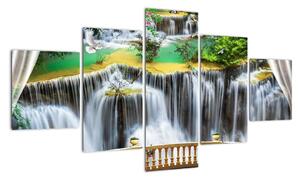 Obraz - Widok magicznych wodospadów (125x70 cm)