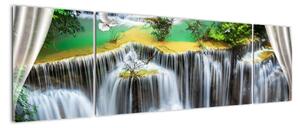 Obraz - Widok magicznych wodospadów (170x50 cm)