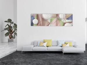 Obraz - Abstrakcja 3D w pastelowych kolorach (170x50 cm)
