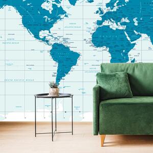 Samoprzylepna tapeta polityczna mapa świata na niebiesko