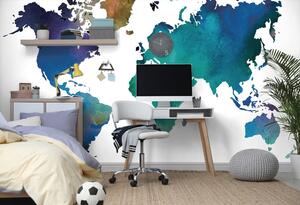 Samoprzylepna tapeta kolorowa mapa świata w akwareli