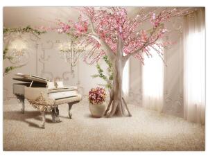 Obraz - Wymarzone wnętrze z fortepianem (70x50 cm)